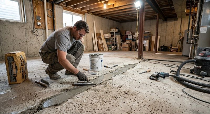 Cracked Basement Floor Repair in Titusville, FL