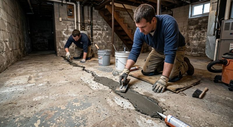 Cracked Basement Floor Repair in Titusville, FL